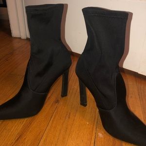 Fashion Nova Black Ankle Boots with Heel